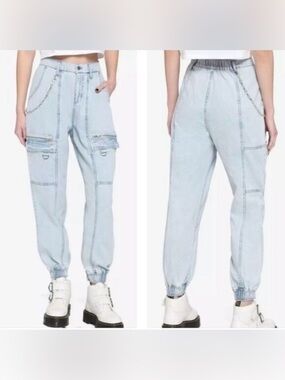 Hot Topic Side Chain Jogger Jeans Size 5 Acid Wash‎ Streetwear Grunge Retro